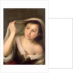 A young girl raising her veil by Bartolome Esteban Murillo