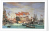 The Launching of HMS 'Trafalgar' at Chatham, July 1820 by C. John Mayle Whichelo