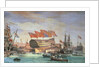 The Launching of HMS 'Trafalgar' at Chatham, July 1820 by C. John Mayle Whichelo