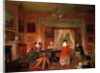 Three ladies in a drawing room interior by Pieter Christoffel Wonder
