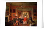 Three ladies in a drawing room interior by Pieter Christoffel Wonder