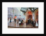 Outside the Vaudeville Theatre, Paris by Jean Beraud