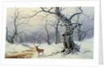 A Stag in a wooded landscape by Nils Hans Christiansen