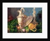 A Still Life of an Ornate Silver Ewer and a Silver Basin by Meiffren Conte