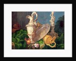 A Still Life of an Ornate Silver Ewer and a Silver Basin by Meiffren Conte
