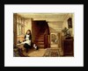 An Interior with a Girl Playing with Cats by Robert Collinson