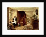 An Interior with a Girl Playing with Cats by Robert Collinson