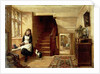 An Interior with a Girl Playing with Cats by Robert Collinson