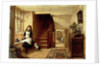 An Interior with a Girl Playing with Cats by Robert Collinson