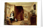 An Interior with a Girl Playing with Cats by Robert Collinson