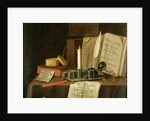 A Trompe L'Oeil With A Pewter Ink Stand, Books And Papers, 1702 by Edwaert Colyer or Collier