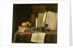 A Trompe L'Oeil With A Pewter Ink Stand, Books And Papers, 1702 by Edwaert Colyer or Collier