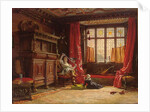 A cavalier in a darkened interior, a bird on his sword, 1843 by William Collingwood