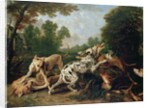 Dogs Fighting in a Wooded Clearing by Frans Snyders or Snijders