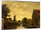 A Canal by a Town Wall with Labourers Unloading Timber, c.1650 by Pieter Jansz. van Asch