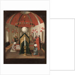 A Turkish mausoleum with figures at the tomb of a sultan by Jean Baptiste Vanmour