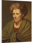 Portrait of a woman, bust-length, with a brown turban and green shawl by Jean Baptiste Greuze