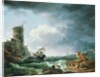 A Storm with Shipwreck by a Fortress, a Castaway in the Foreground, 1769 by Claude Joseph Vernet