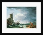 A Storm with Shipwreck by a Fortress, a Castaway in the Foreground, 1769 by Claude Joseph Vernet