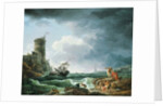 A Storm with Shipwreck by a Fortress, a Castaway in the Foreground, 1769 by Claude Joseph Vernet