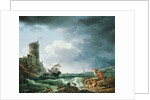 A Storm with Shipwreck by a Fortress, a Castaway in the Foreground, 1769 by Claude Joseph Vernet