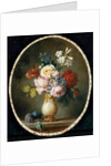 A vase of flowers and two plums on a marble tabletop, 1781 by Anne Vallayer-Coster