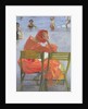 Girl in a red dress reading by a swimming pool, 1936 by John Lavery