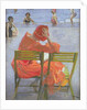 Girl in a red dress reading by a swimming pool, 1936 by John Lavery
