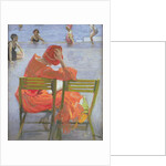 Girl in a red dress reading by a swimming pool, 1936 by John Lavery