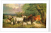 Haddon Hall with Sheep, Cattle, a Stag and a Pony by Henry Barraud