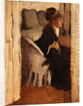 Woman putting on gloves by Edgar Degas
