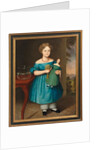 Portrait of Amy Philpot in a Blue Dress with Doll and Goldfish by Joseph Whiting Stock
