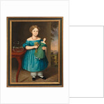 Portrait of Amy Philpot in a Blue Dress with Doll and Goldfish by Joseph Whiting Stock