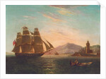 The Frigate HMS Pearl, 32 guns, entering the Faro, Messina by English School