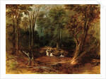 Maoris crossing a forest stream, 1887 by Peter Power