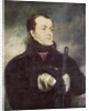 Portrait of Captain Lyon, half length, in a fur-trimmed coat, holding a gun by John Jackson