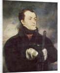 Portrait of Captain Lyon, half length, in a fur-trimmed coat, holding a gun by John Jackson