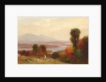 Cows and Sheep Grazing in an Autumn River Landscape by Homer Dodge Martin