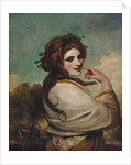 Portrait of Emma, Lady Hamilton, as a Bacchante, half-length, in a yellow dress and white shawl, in a landscape by Joshua Reynolds