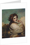 Portrait of Emma, Lady Hamilton, as a Bacchante, half-length, in a yellow dress and white shawl, in a landscape by Joshua Reynolds