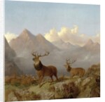 Detail of Stags And Hinds In A Highland Landscape, 1864 by John Frederick Herring Jnr