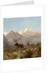 Detail of Stags And Hinds In A Highland Landscape, 1864 by John Frederick Herring Jnr