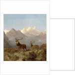 Detail of Stags And Hinds In A Highland Landscape, 1864 by John Frederick Herring Jnr