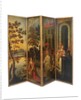 Four-fold double-sided screen, c.1700 by Anglo-Flemish School