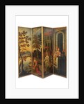 Four-fold double-sided screen, c.1700 by Anglo-Flemish School