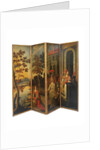 Four-fold double-sided screen, c.1700 by Anglo-Flemish School