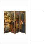 Four-fold double-sided screen, c.1700 by Anglo-Flemish School
