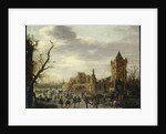 A View of Kasteel Batestein Vianen, in Winter with a Gentleman, his Wife and Retinue Watching Winter Sports on the Ice by Jan Josephsz van Goyen