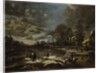 A Winter River Landscape with Figures Playing Golf and Skating by Aert van der Neer