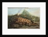 A volcanic island with a harbour and shipping by & Guerra G. Canaletto